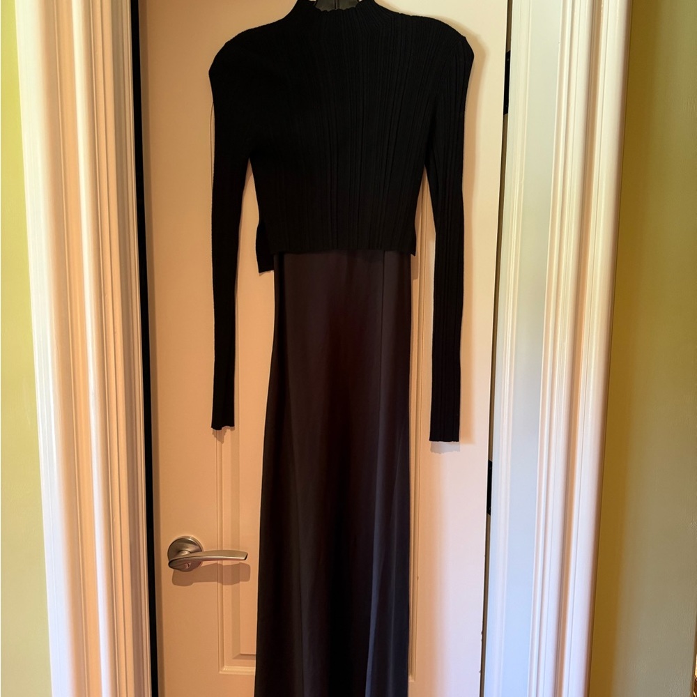 All saints  Black Long slip dress with matching sweater Dress